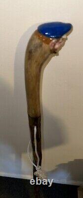 Antique Hand-Carved Nautical Sailors Maritime Head Walking Cane 137cm OFFERS