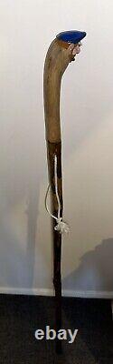 Antique Hand-Carved Nautical Sailors Maritime Head Walking Cane 137cm OFFERS