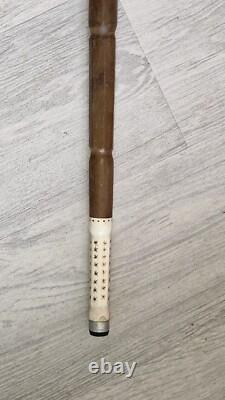 Antique Hand Carved & Painted Horn Walking Stick Vgc 33 Long