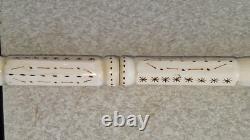 Antique Hand Carved & Painted Horn Walking Stick Vgc 33 Long