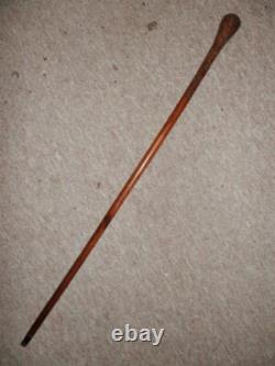 Antique Hand Carved Swirl Patterned Walking Rounded Top Stick Cane 91cm 298g