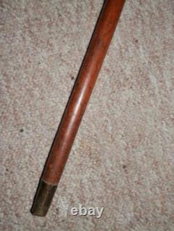 Antique Hand Carved Swirl Patterned Walking Rounded Top Stick Cane 91cm 298g