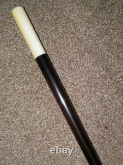 Antique Hand Carved Topped Ebony Walking Stick 88cm