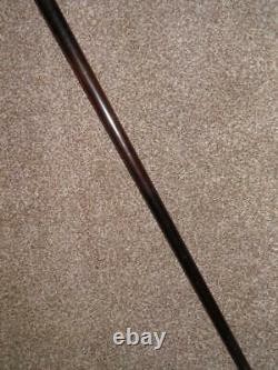 Antique Hand Carved Topped Ebony Walking Stick 88cm