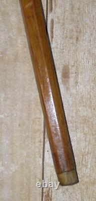 Antique Hand-Carved Treen Dickens Head Walking Stick Cane Hallmarked Silver 1916