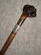 Antique Hand-Carved Treen Pug/Boxer Walking Stick/Cane With H/M Silver 1912'J. H