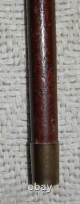 Antique Hand Carved Walking Stick / Cane Carved Mahogany Shaft & Pommel