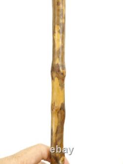 Antique Hand Carved Walking Stick Cane Magician Merlin Old Wise Man Glass Eyes