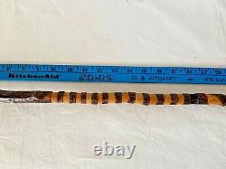 Antique Hand Carved Walking Stick Cane Native American Image Wood & Metal37