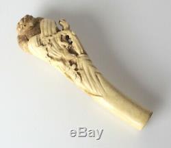 Antique Hand Carved Walking Stick Parasol handle keris hilt handle Bovine Bone