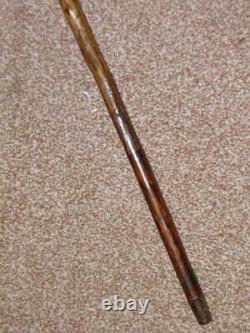 Antique Hand-Carved Walking Stick With Grotesque Caricature Top 89cm