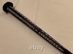 Antique Hand Carved Walking Stick with Mother of Pearl Inlay 87cm, Collectable
