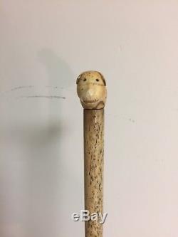 Antique Hand Carved Whale Bone Cane Walking Stick Nautical Interest