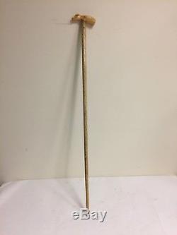 Antique Hand Carved Whale Bone Cane Walking Stick Nautical Interest