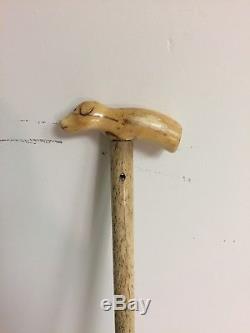 Antique Hand Carved Whale Bone Cane Walking Stick Nautical Interest