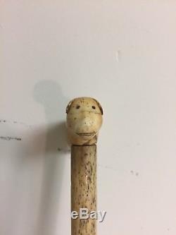 Antique Hand Carved Whale Bone Cane Walking Stick Nautical Interest