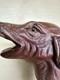 Antique Hand Carved Wooden Dog Head Cane Handle Walking Stick Top Part