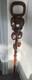 Antique Hand Carved hard wood African Elephant & snake Tribal Walking Stick 86cm