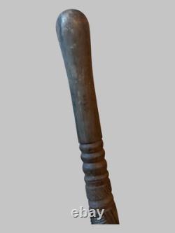 Antique Hardwood Patina Ceromonial Walking Stick Carved