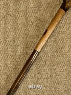 Antique Hardwood Sectioned Walking Stick Cane Hand-Carved Hippopotamus Top