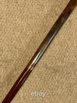 Antique Hardwood Sectioned Walking Stick Cane Hand-Carved Hippopotamus Top