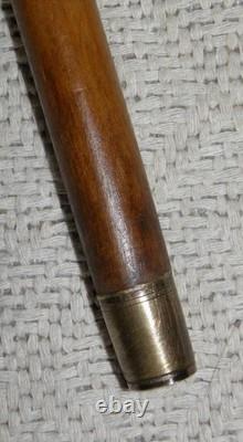 Antique Hardwood Sections Walking Stick Cane Hand-Carved Hippo With Glass Eyes