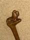 Antique Hardwood Walking Stick / Cane Hand-Carved Glass-Eyed Lion Handle