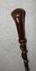 Antique Hardwood Walking Stick Hand-Carved Snakes & Textured Carved Shaft 90cm