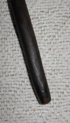 Antique Hardwood Walking Stick Hand-Carved Snakes & Textured Carved Shaft 90cm