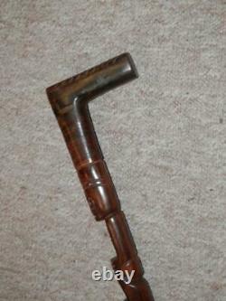 Antique Hardwood Walking Stick With Hand-Carved African Tribal Shaft 85cm