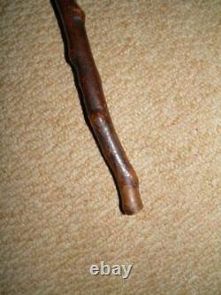 Antique Hawthorn Walking Stick Pommel Top With Hand-Carved Grotesque Face 84cm