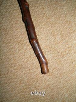 Antique Hawthorn Walking Stick Pommel Top With Hand-Carved Grotesque Face 84cm