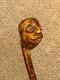 Antique Hazel Walking Stick Cane Hand-Carved Grotesque Folk Art Man Head Top