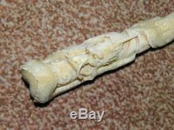 Antique Intricately Carved Signed Chinese Dragon Dress Cane 81cm