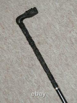 Antique Intricately Hand Carved Treen Chinese Dragon Walking Stick/Cane