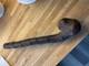 Antique Irish Blackthorn Shillelagh, Knobkerrie Walking Stick with Harp Carvings