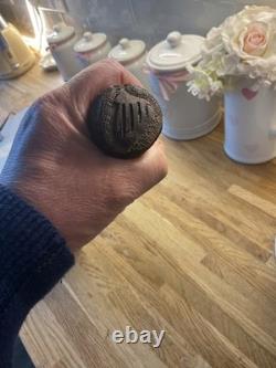 Antique Irish Blackthorn Shillelagh, Knobkerrie Walking Stick with Harp Carvings