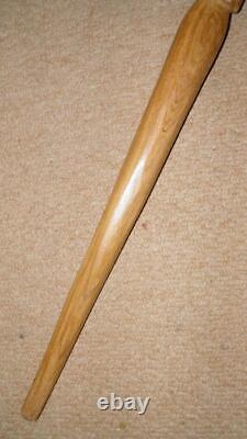 Antique Iroko African Tribal Walking Stick Carved African Elephant & Antelope