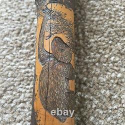 Antique Japanese Meiji Period Hand Carved Bamboo Walking Cane Stick C. 19th Cent