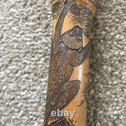 Antique Japanese Meiji Period Hand Carved Bamboo Walking Cane Stick C. 19th Cent