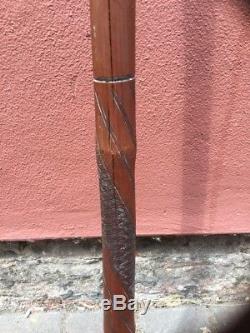 Antique Japanese Meiji Period Hand Carved Bamboo Walking Cane Stick C. 19th Cent