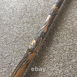 Antique Japanese Meiji Period Hand Carved Bamboo Walking Cane Stick C. 19th Cent