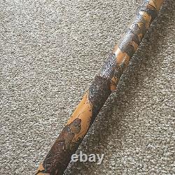 Antique Japanese Meiji Period Hand Carved Bamboo Walking Cane Stick C. 19th Cent