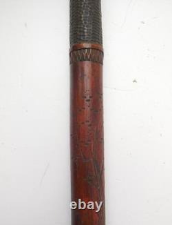 Antique Japanese Meiji Period Hand Carved Bamboo Walking Stick Geese Trees c1890