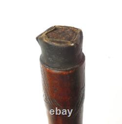 Antique Japanese Meiji Period Hand Carved Bamboo Walking Stick Geese Trees c1890