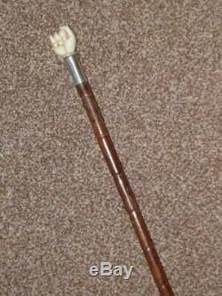 Antique Kendall Hallmarked 1925 Silver Walking/Dress Cane WithCarved Fist Handle