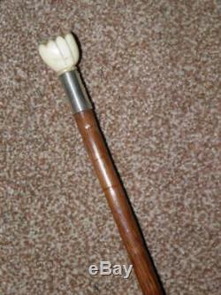 Antique Kendall Hallmarked 1925 Silver Walking/Dress Cane WithCarved Fist Handle