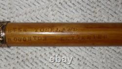 Antique Kettering Walking Stick Gold Collar Hand-Carved Intricate Foot Handle