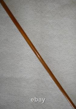 Antique Kettering Walking Stick Gold Collar Hand-Carved Intricate Foot Handle