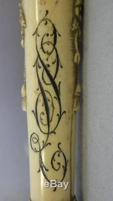 Antique Ladies Hand Carved Detailed Dress Cane Malacca- 88cm